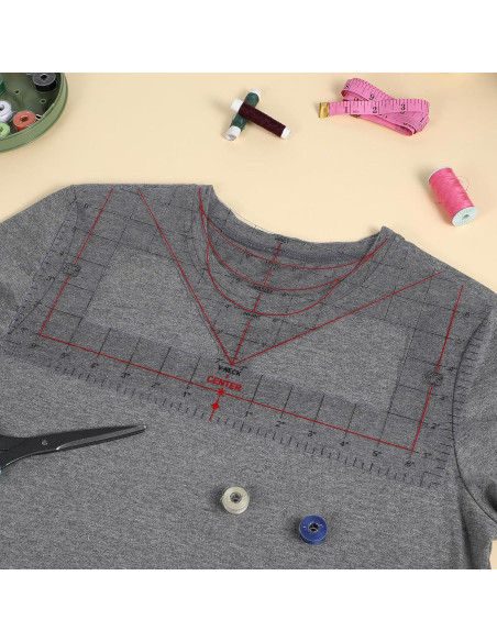 Regla de Alineación para Camisetas YUXIANLB - 2 Piezas PVC