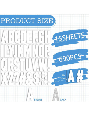 15 Hojas Letras de Vinilo para Planchar Huimdery 2 Pulgadas