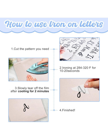 5 Hojas Letras de Planchar LUHIMO 280 Piezas Vinilo Blanco