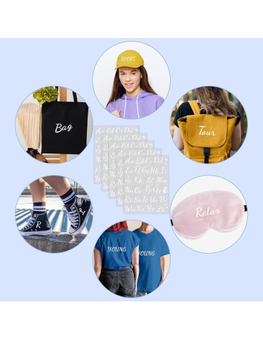 5 Hojas Letras de Planchar LUHIMO 280 Piezas Vinilo Blanco