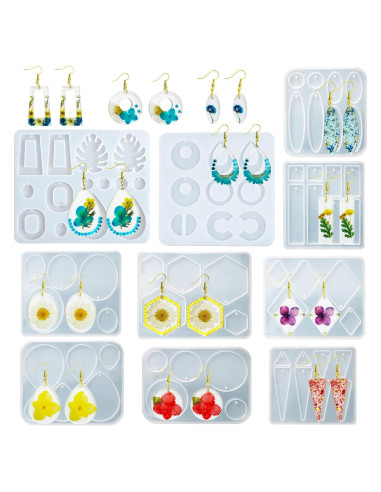 Conjunto de Moldes de Aretes de Resina Sanglow RM13 - 10 Piezas