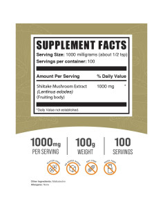 Extracto de Champiñón Shiitake en Polvo BulkSupplements 100g 2