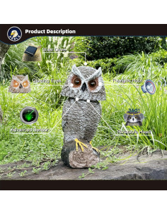 Búho de Jardín Solar Ugold con Detección de Movimiento 40.9 cm 2