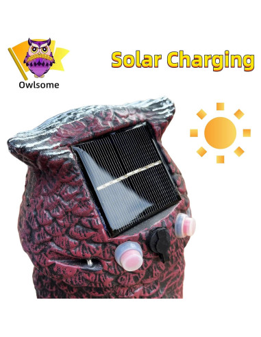 Búho Solar Owlsome Rojo con Ojos Intermitentes y Sonido