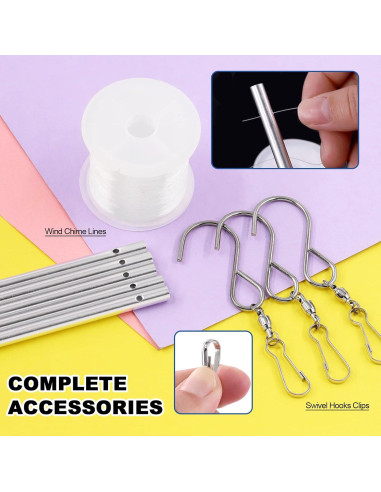 Kit Campanas de Viento Glarks 60Pcs con Tubos y Ganchos