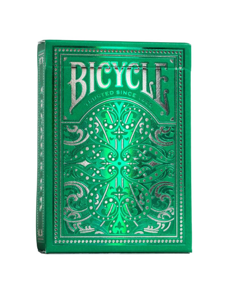 Baraja Premium Jacquard Bicicleta Plata Verde Esmeralda 90g
