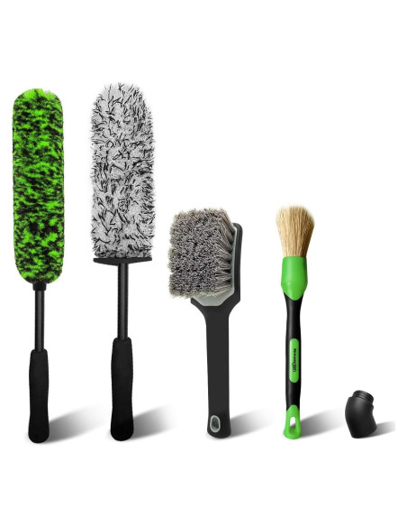 Kit de Limpieza de Ruedas YeewayVeh 4 Piezas Verde y Negro