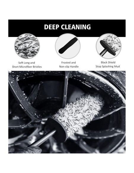 Kit de Limpieza de Ruedas YeewayVeh 4 Piezas Verde y Negro