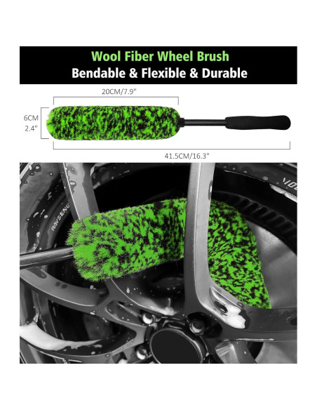 Kit de Limpieza de Ruedas YeewayVeh 4 Piezas Verde y Negro