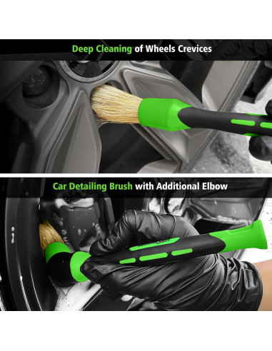 Kit de Limpieza de Ruedas YeewayVeh 4 Piezas Verde y Negro