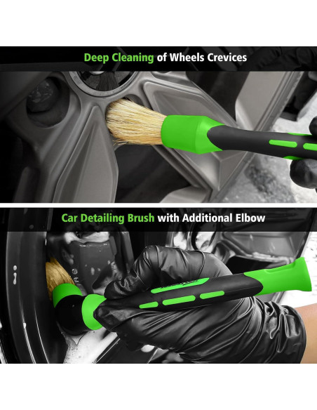 Kit de Limpieza de Ruedas YeewayVeh 4 Piezas Verde y Negro