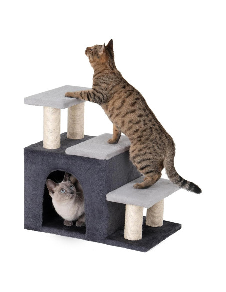 Escaleras para Mascotas Aechonow 3-en-1 con Condominio y Rascador