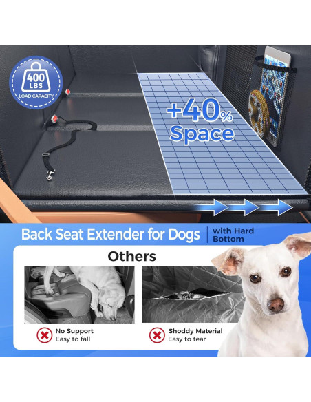 Extensor de Asiento Trasero para Perros HOB4U88 Negro 132x64cm