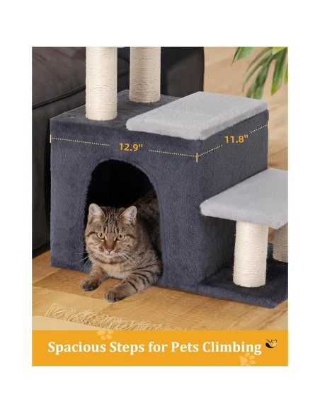 Escaleras para Mascotas Aechonow 3-en-1 con Condominio y Rascador