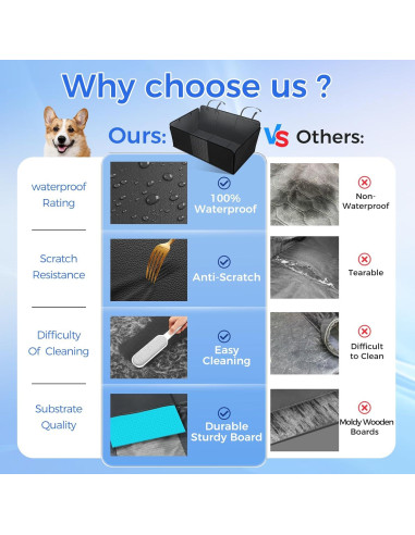 Extensor de Asiento Trasero para Perros HOB4U88 Negro 132x64cm