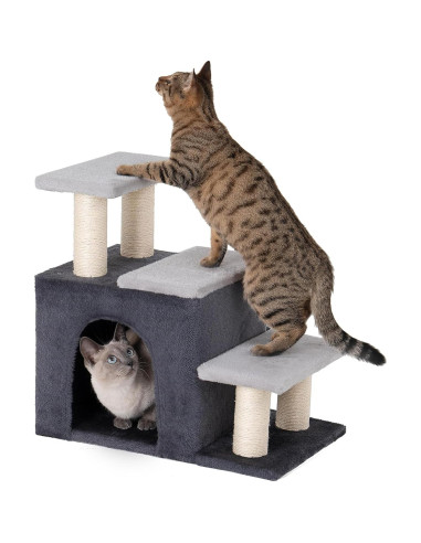 Escaleras para Mascotas Aechonow 3-en-1 con Condominio y Rascador