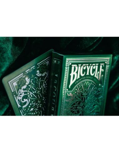 Baraja Premium Jacquard Bicicleta Plata Verde Esmeralda 90g