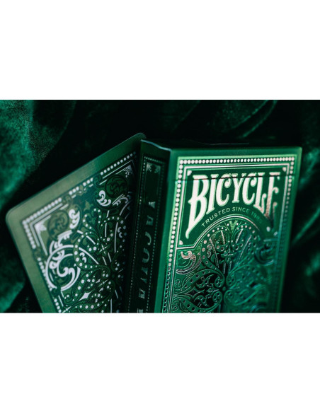 Baraja Premium Jacquard Bicicleta Plata Verde Esmeralda 90g