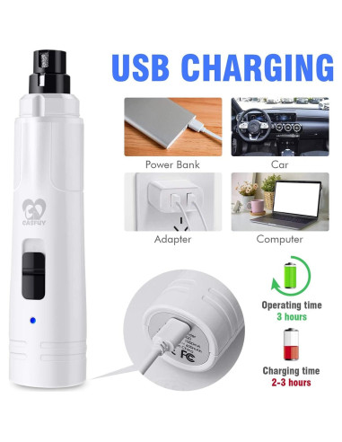 Amoladora de Uñas para Perros Casfuy N20 con Luz LED