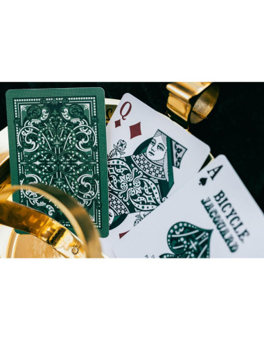 Baraja Premium Jacquard Bicicleta Plata Verde Esmeralda 90g