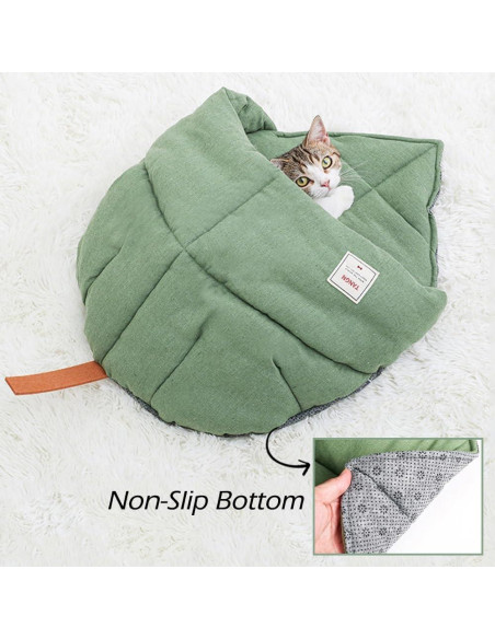 Saco de dormir para gatos TANGN verde, cueva suave y lavable