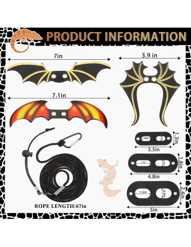 Conjunto de Correa y Arnés Ajustable Wesnoy para Dragón Barbudo