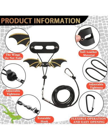 Conjunto de Correa y Arnés Ajustable Wesnoy para Dragón Barbudo