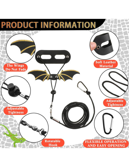 Conjunto de Correa y Arnés Ajustable Wesnoy para Dragón Barbudo