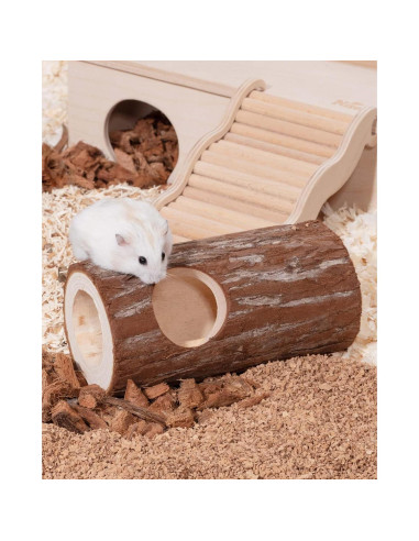 Túnel de Madera Natural Niteangel para Hámster y Ratones 5 cm