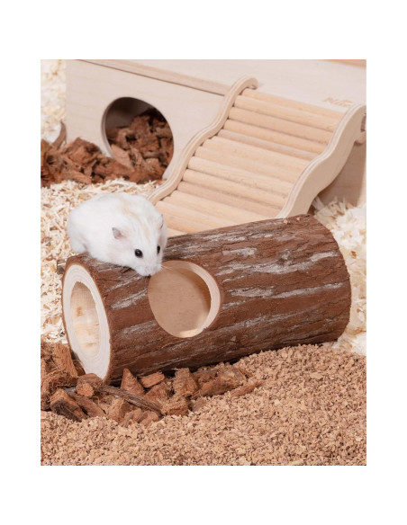 Túnel de Madera Natural Niteangel para Hámster y Ratones 5 cm