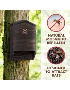 Casa de Murciélagos KIBAGA de Madera para Exteriores 41.9x25.9cm 2