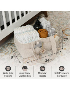 Organizador de Pañales Putska Crema - Caddy Portátil para Bebés 2