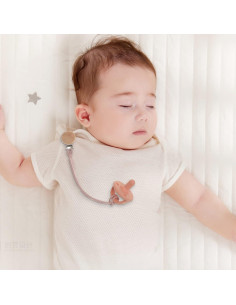 Clip de Chupete de Silicona Libre de BPA DB-1203 Arena/Gris 2