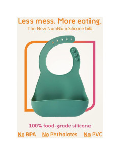 Babero de Silicona NumNum Verde Glaciar para Bebés 6-72 meses 2