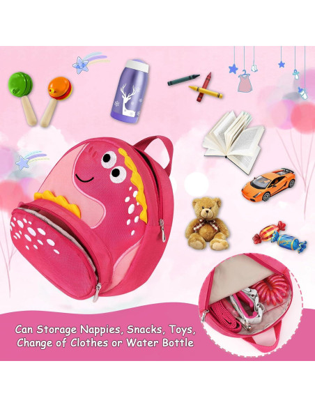 Arnés de Mochila Infantil Accmor Dinosaurio Rosa 24x20cm