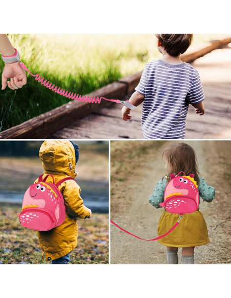 Arnés de Mochila Infantil Accmor Dinosaurio Rosa 24x20cm