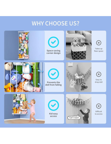 Organizador de Juguetes Befayoo - Almacenamiento de Peluches Blanco