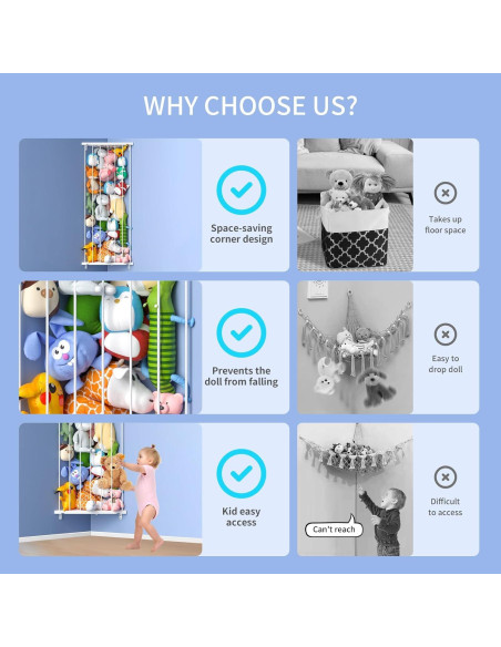 Organizador de Juguetes Befayoo - Almacenamiento de Peluches Blanco Organizador de Juguetes Befayoo - Almacenamiento de Peluches Blanco