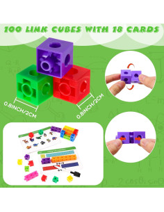 119 Piezas Cubos Manipulativos Sonwyoung con Tarjetas STEM 2