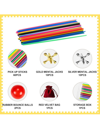 Juego Clásico de Palitos y Jacks VVSBPL - 84 Piezas