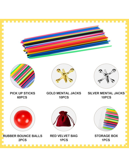 Juego Clásico de Palitos y Jacks VVSBPL - 84 Piezas