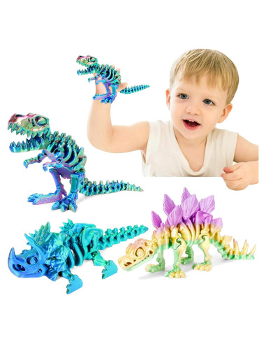 Set de Juguetes de Dinosaurios 3D SHUWND - Triceratops, T-Rex, Estegosaurio