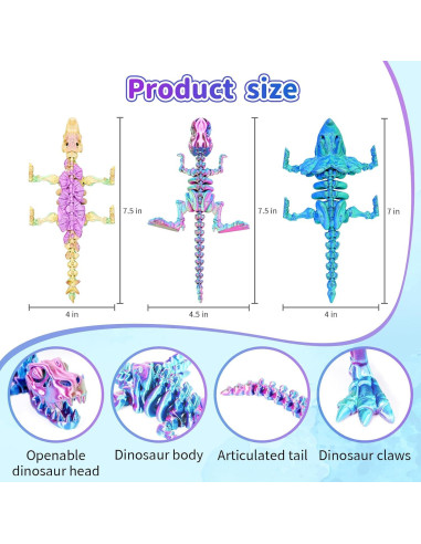 Set de Juguetes de Dinosaurios 3D SHUWND - Triceratops, T-Rex, Estegosaurio