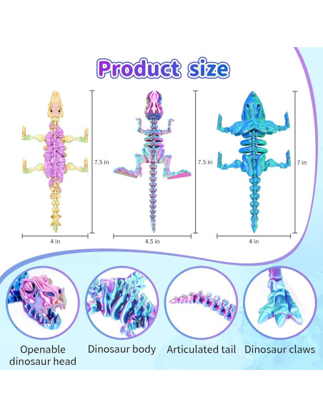 Set de Juguetes de Dinosaurios 3D SHUWND - Triceratops, T-Rex, Estegosaurio Set de Juguetes de Dinosaurios 3D SHUWND - Triceratops, T-Rex, Estegosaurio