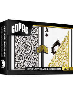 Copag 1546 Cartas de Juego 100% Plástico Bridge Negro/Oro 2