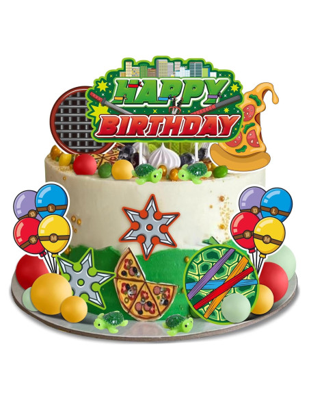Adorno de Pastel de Tortugas Verdes ZQBQC - Decoración Cumpleaños