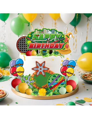Adorno de Pastel de Tortugas Verdes ZQBQC - Decoración Cumpleaños
