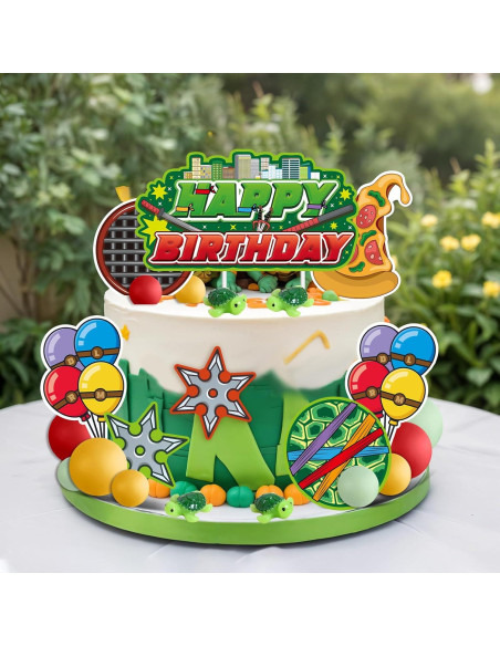 Adorno de Pastel de Tortugas Verdes ZQBQC - Decoración Cumpleaños