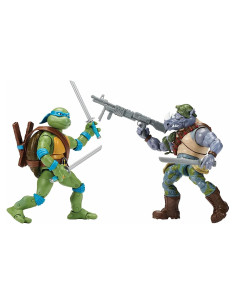 Paquete de 2 figuras Tortugas Ninja Leonardo y Rocksteady