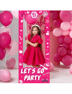 Muñeca de Cartón Rosa Fuerte 1.4m para Fiestas de Cumpleaños 2